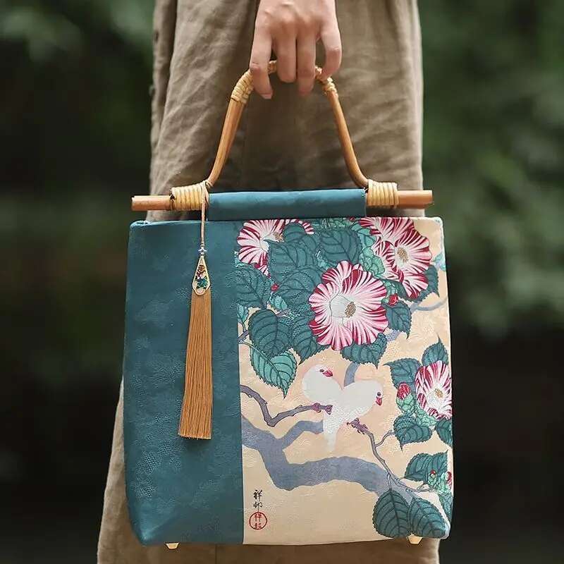 Retro Bamboo Cheongsam Handbags New Chinese Ancient Hanfu Style Women's Bag Top-Handle Bags