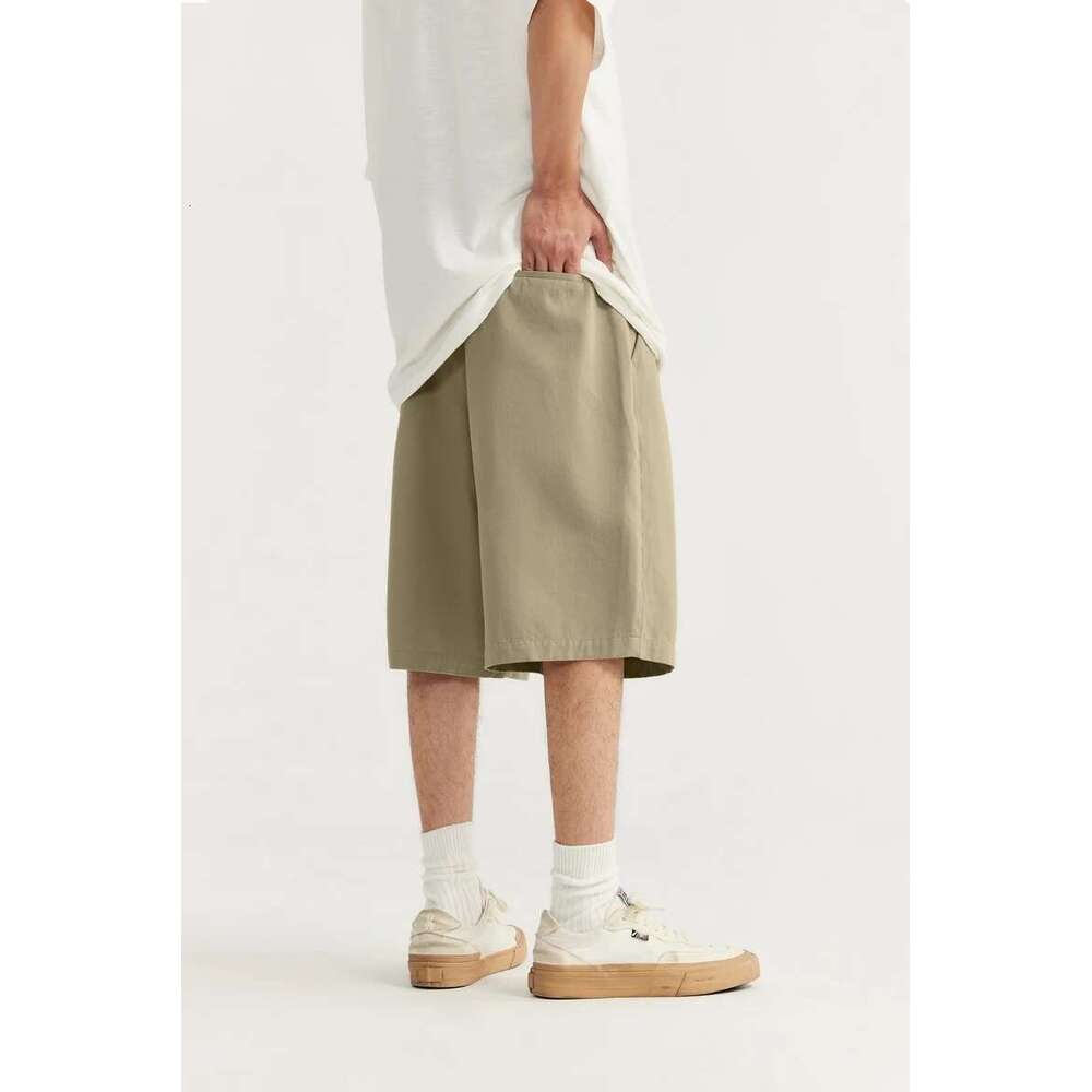 Cropped Pleated Suit Mens Summer Trendy Casual Shorts