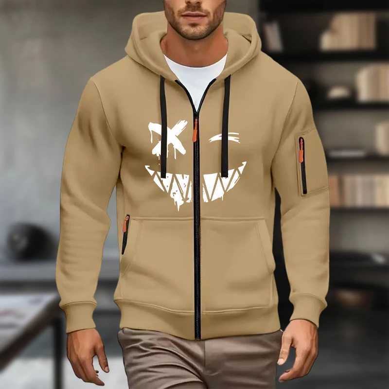 Mens hoodies sweatshirts spring and autumn casual solid-color printed zipper hoodies sportswear long-sleeved hoodies sweat W251106