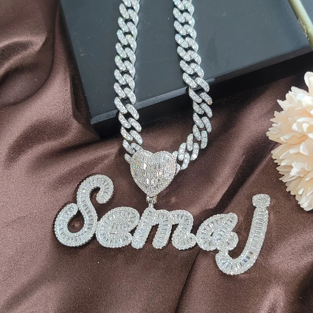 Iced Out Custom Name CZ Initial Letters Pendant with Infinity Cuban Chain Hip Hop Necklace Personalized Jewelry Gift 251105 - view 4