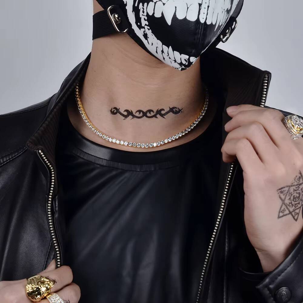 Wholesale 925 Sterling Silver Tennis Chain Necklace with 2MM-5MM Gold Plated Iced VVS Moissanite Diamonds in Hip Hop Style