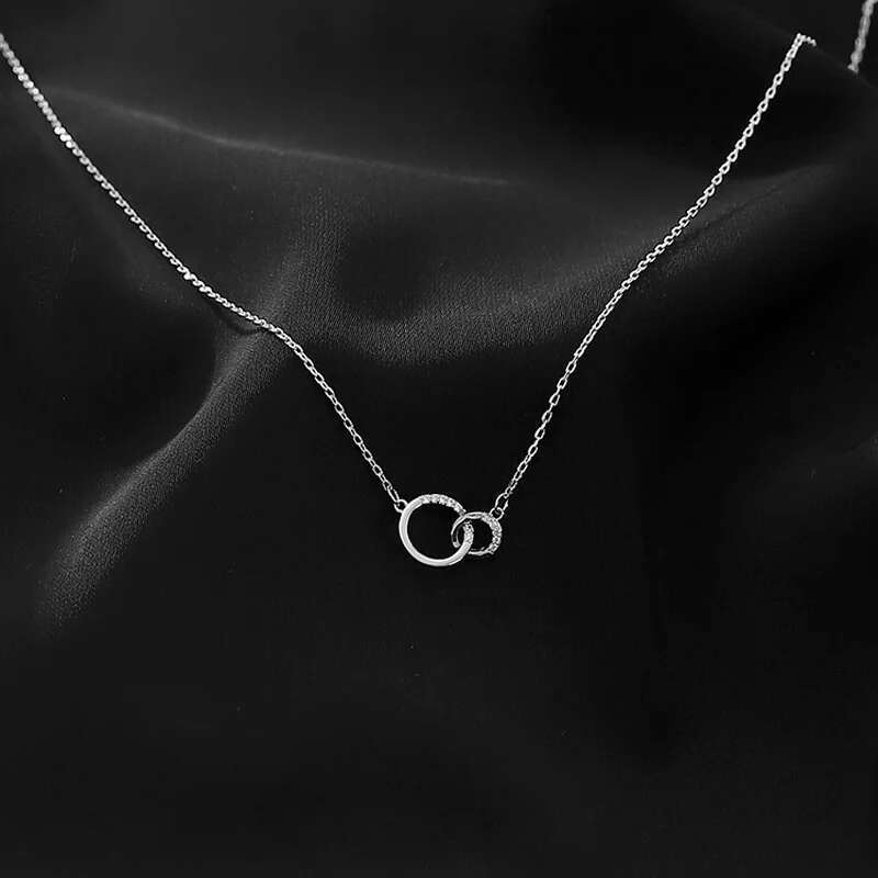 New S Sterg Sier Geometric Shiny Rectangle Pendant Zircon Zirconia Necklace for Girls Fine Jewelry Wholesale