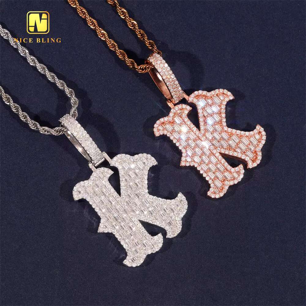 Fashion Hip Hop Jewelry Personalized Letter K Pendant Custom Iced Out 925 Silver VVS Moissanite Diamond Initial Charm Pendant