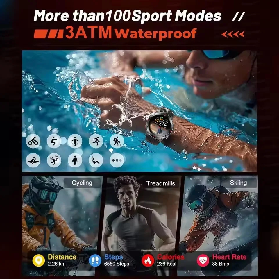 Military Grade TRex3 Sports Smart Watch Men Builtin GPS Compass Barometric Altimeter 3ATM Waterproof Swim Smartwatch 251105