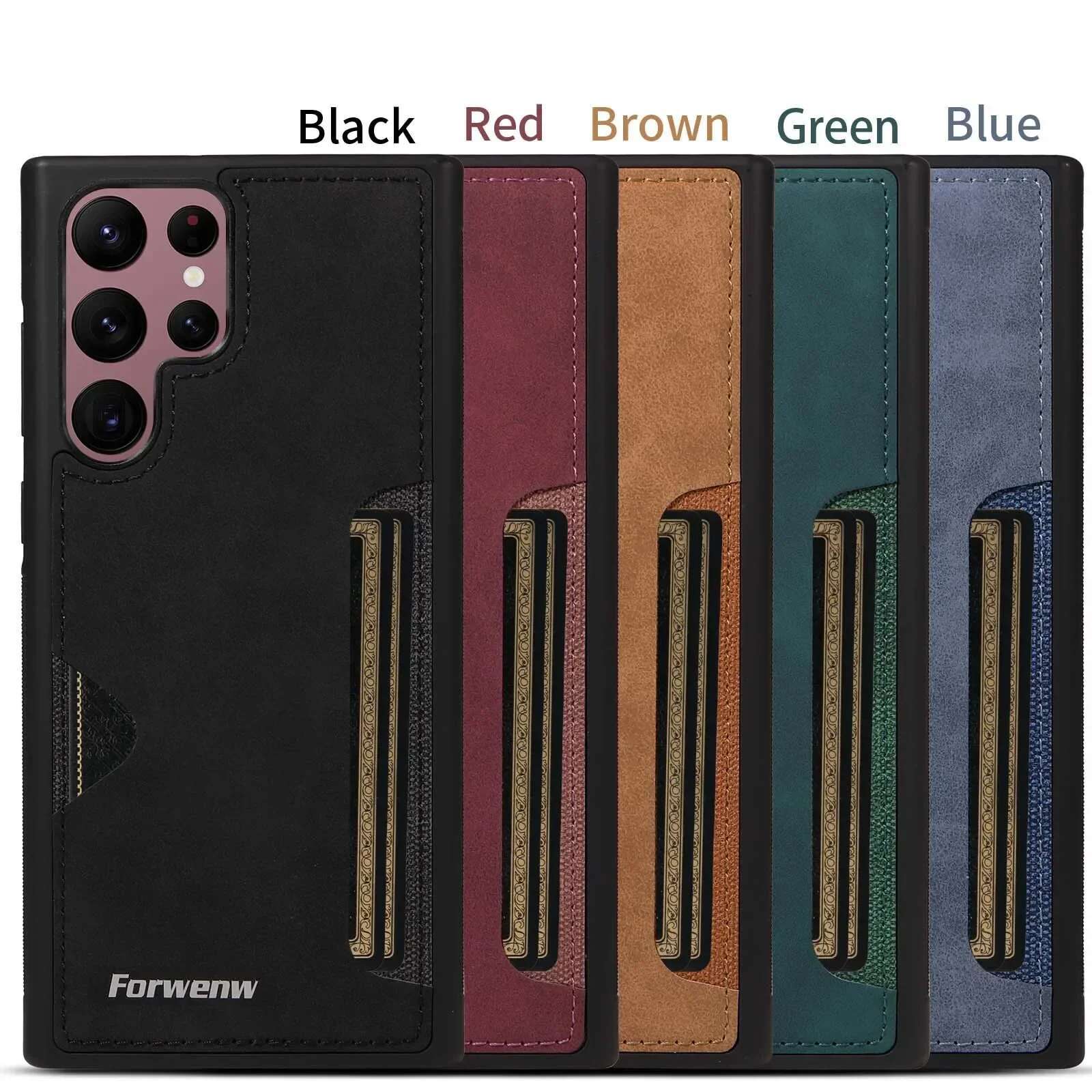 Retro Card Solt Case for Samsung Galaxy S24 S25 Ultra S23 FE S22 Plus A15 A25 A35 A14 A24 A34 A54 A13 A23 A33 A53 Leather Cover