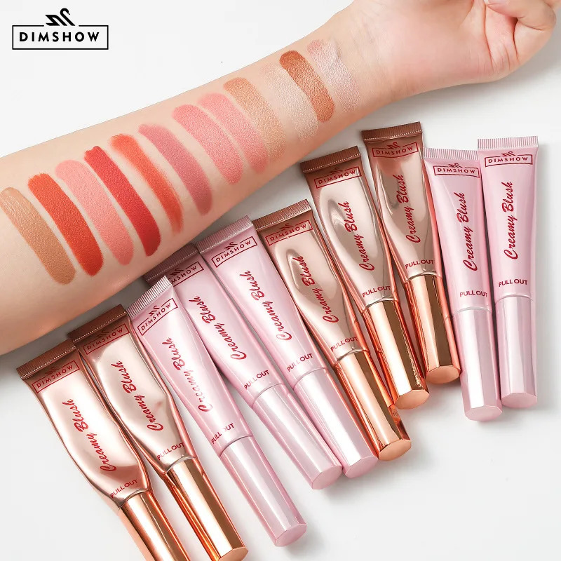 DIMSHOW Sponge Head Liquid powder blusher Highlighter Matte Natural Long lasting Moisturizing Patch Cream Pearl Stick 250325