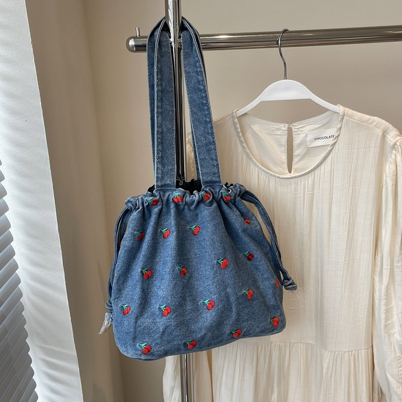 designer bag Canvas new cute cherry crossbody large capacity handbag denim tote bag coachtotebag