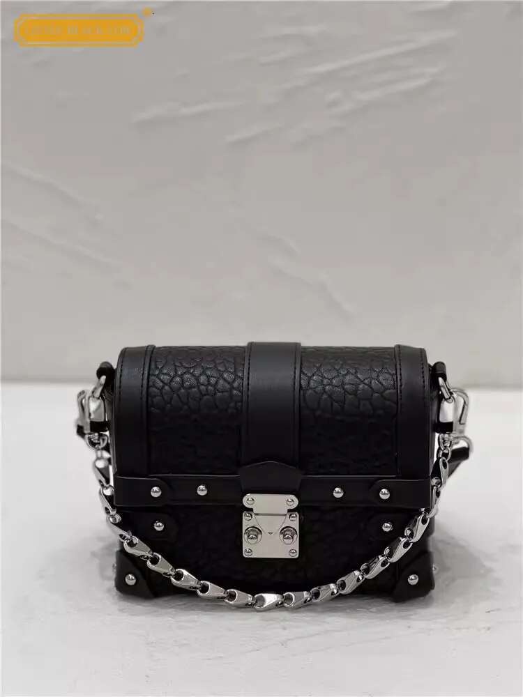 Spring Summer New Chain Fashion Small Box Bag Hasp Sheepskin Genuine Leather Single Shoulder Casual Crossbody Bags