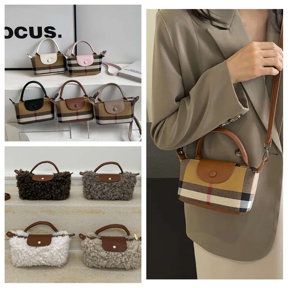 2025 free shipping designer shoulder bags Teddy plush bag casual flap grid Small square package for woman white black messenger bag