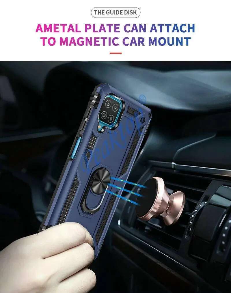 Shockproormor Metal Ring Cover for Samsung Galaxy A12 M12 F12 Nacho Magnetic Car Holder Phone Case For A 12 Coque Matte Funda