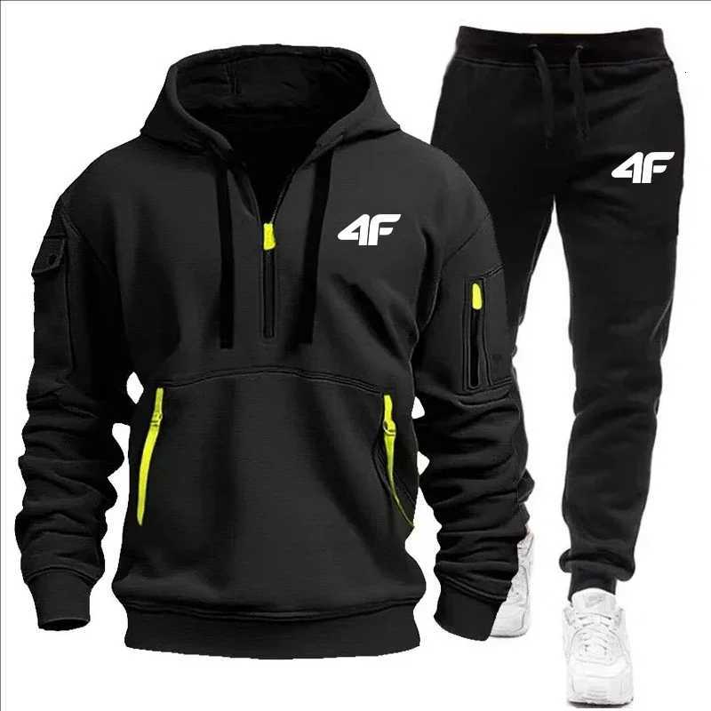 Mens autumn and winter fitness casual loose sportswear set a two-piece set of hooded pullover and jogging pantsXJ251106