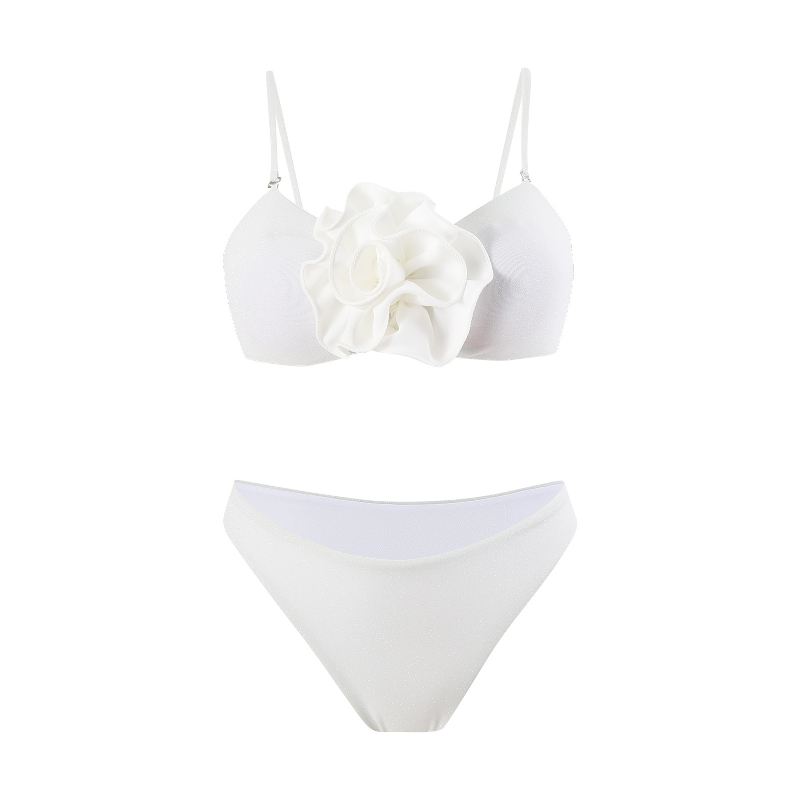 New women's three piece set solid color three-dimensional flower swimsuit