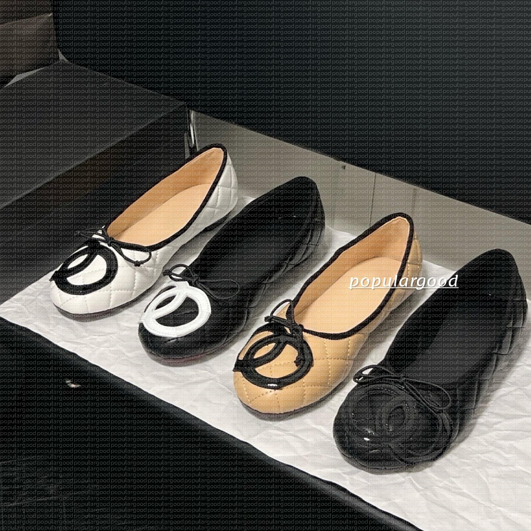 2025 Paris designer Ballet Flats Shoes Women brands Quilted Genuine Leather Slip on Ballerina Round Toe Ladies Luxury brands Shoes De Mujer chan ch Shoe torys