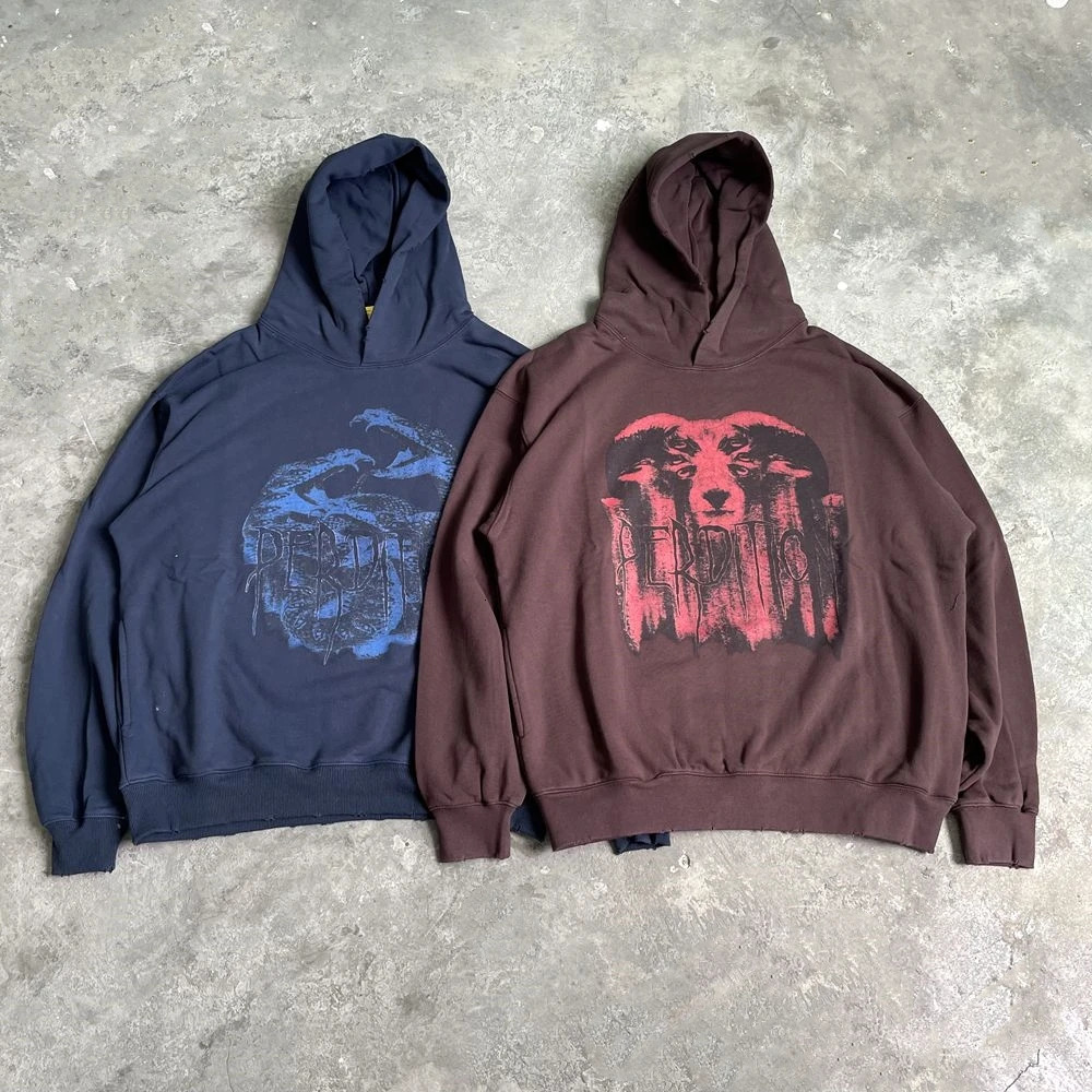 Yao888 Retro Super Dalian Hoodie Mens Cotton Casual Fashion Pullover Sweatshirt Loose Graphic 250403