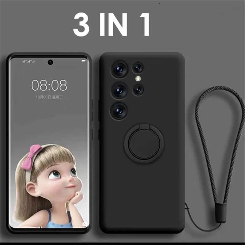 Liquid Silicone Magnetic Holder Case For Samsung Galaxy S25 S23 S22 S21 Ultra Plus S20 S24 FE A55 A25 A34 A54 A53 Soft Cover