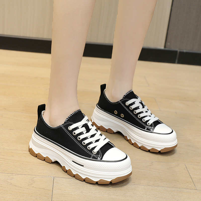 2025 New Canvas shoes women fashion classic height increasing thick soled casual shoes sports trend sports shoes daily