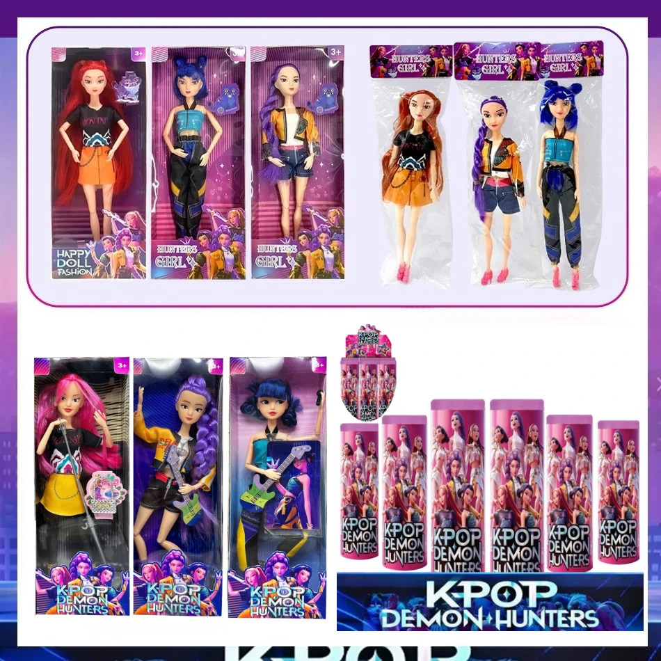 11in Kpop Demon Hunters Action Figure K-POP Demon Slayer Vinyl Doll Lumimila Zoey Desktop Ornament Toy For Kid Gifts 251105