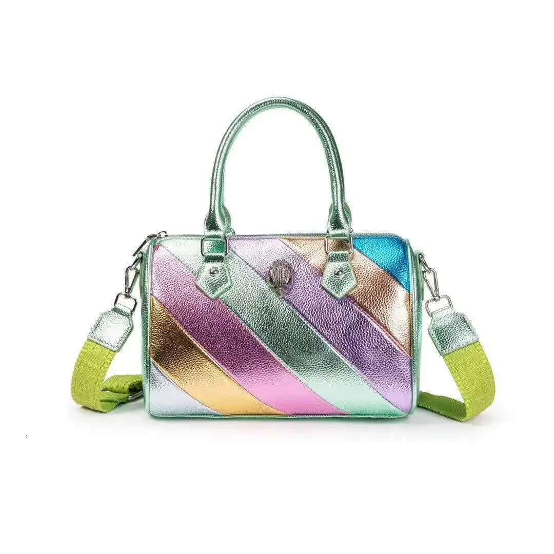 Rainbow Striped Pillow 2025 New Niche Design Women's PU Leather One-Shoulder Crossbody Bag Commuter Vintage Handbag