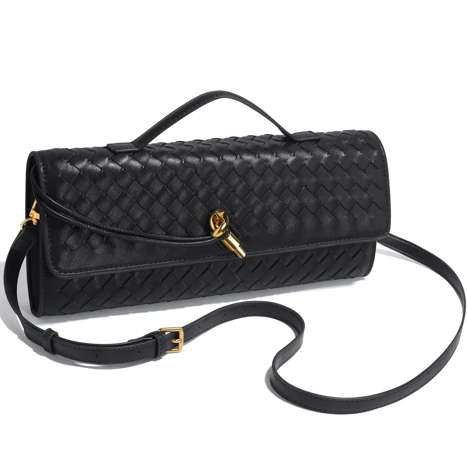 Womens woven handbags evening clutches leather formal crossbody bags 251105