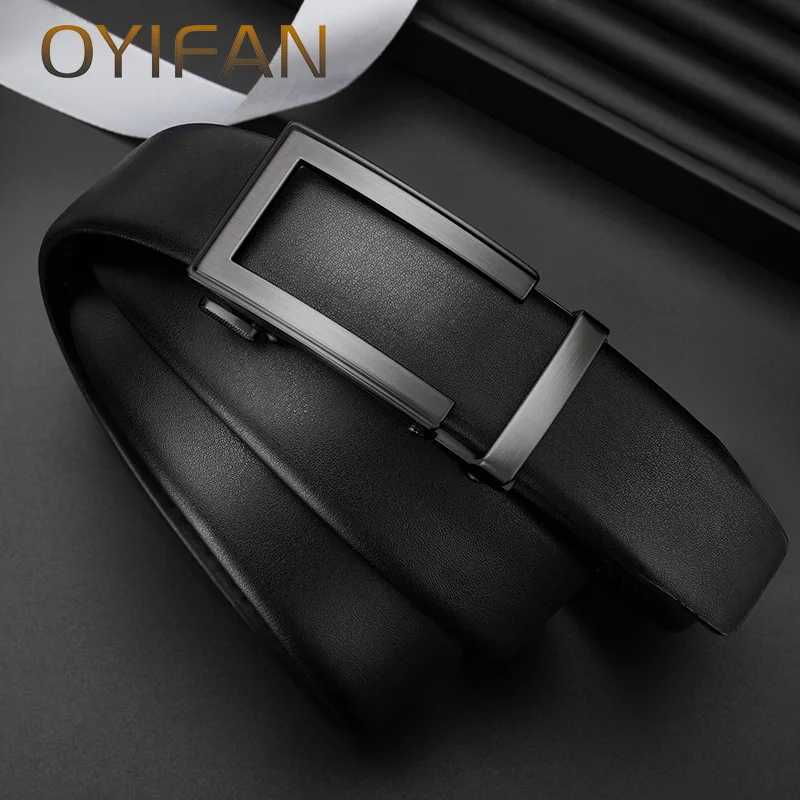 OYIFAN fashion men genuine leather belt automatic buckle adjustable ratchet belt jeans belt formal beltXJ251106