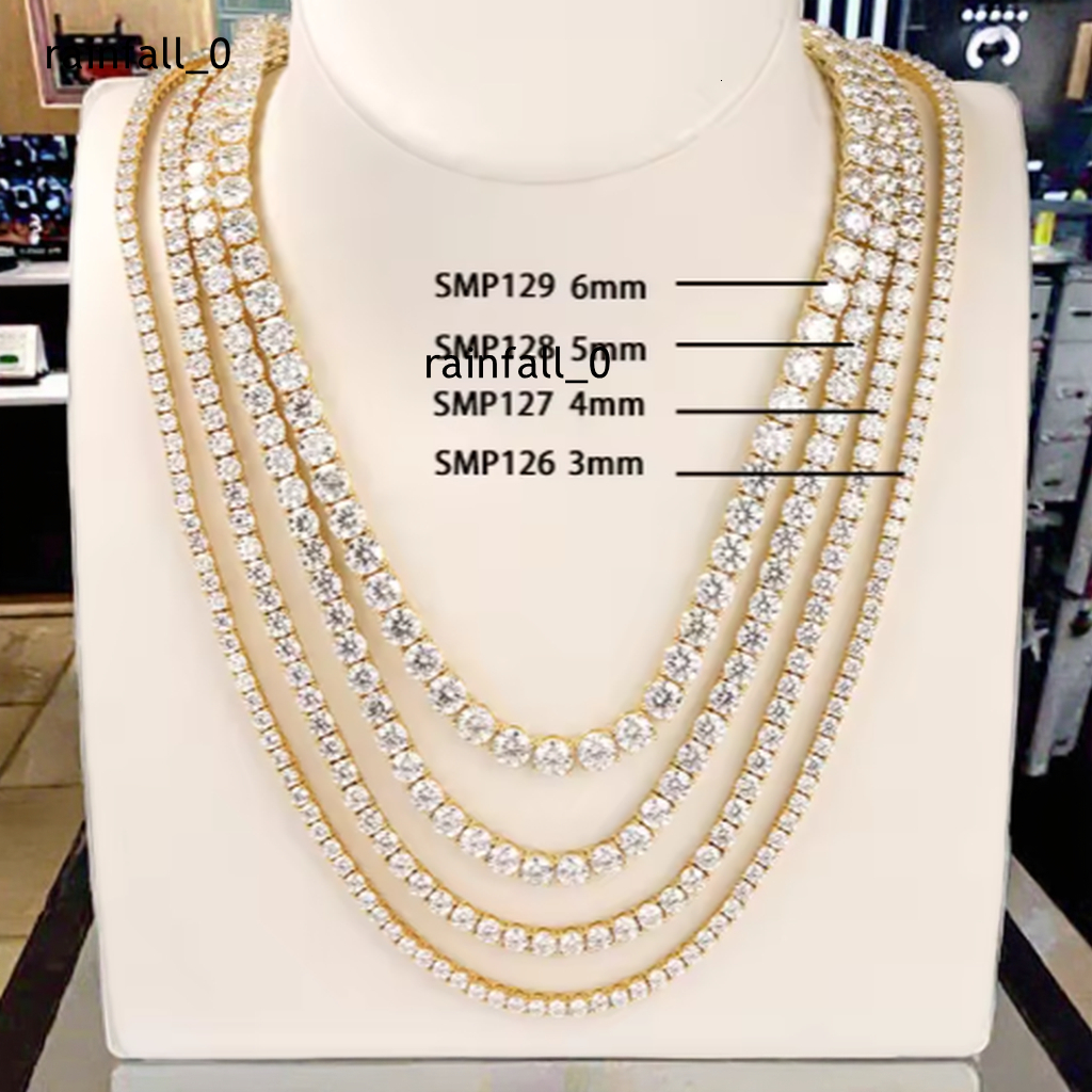 Moissanite Necklace 925 Sterling Silver Iced Out 2mm 3mm 4mm Moissanite Tennis Chain Necklace