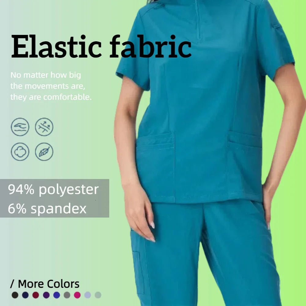 Unisex Uniforms Men Women Nursing Clothes Beauty Costume Nurse Scrubs Sets Doctor Dentist Workwear Clinical Tops Pants 250403