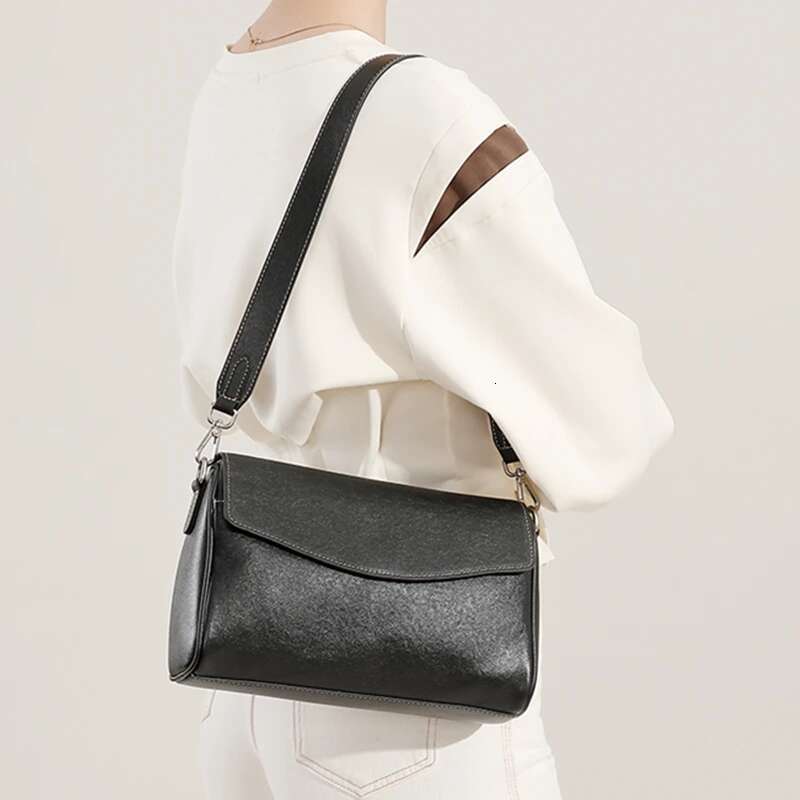 Burminsa 100% Cow Genuine Leather Shoulder Bags For Women 2025 Trend Designer Square Crossbody Purses Satchel Ladies Handbags