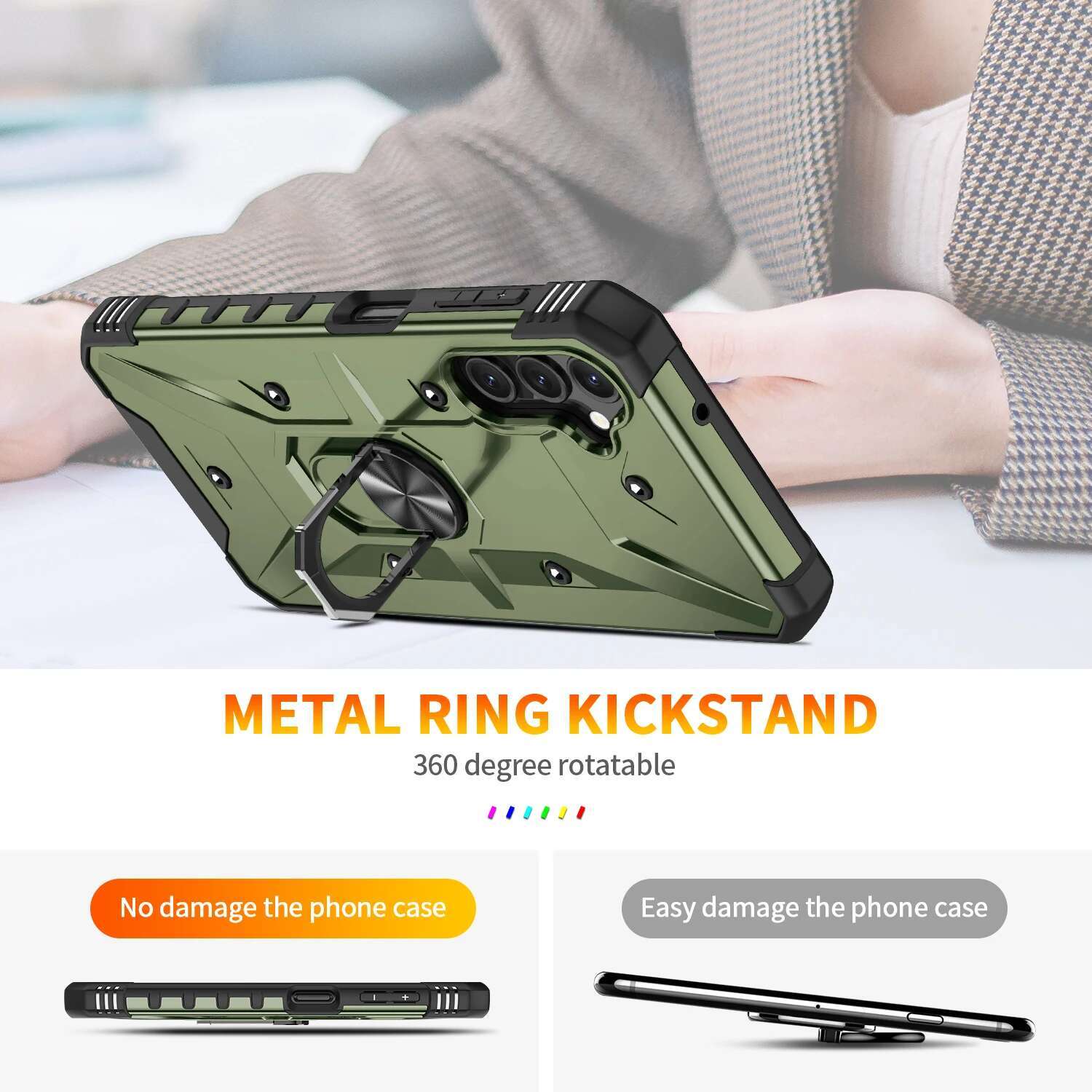Shockproof Hard Armor Case for Samsung Galaxy A14 5G A54 A34 A73 A53 A33 A23 A13 A52 A52S S23 Ultra S22 Plus S21 FE Cover