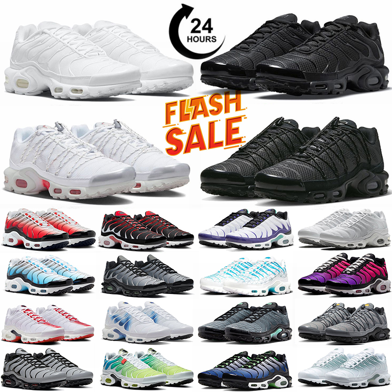 Designer Casual Shoes Men Women Running Shoes Outdoor Model TN Triple White Black Metallic Silver trainers Shoes Casual shoes