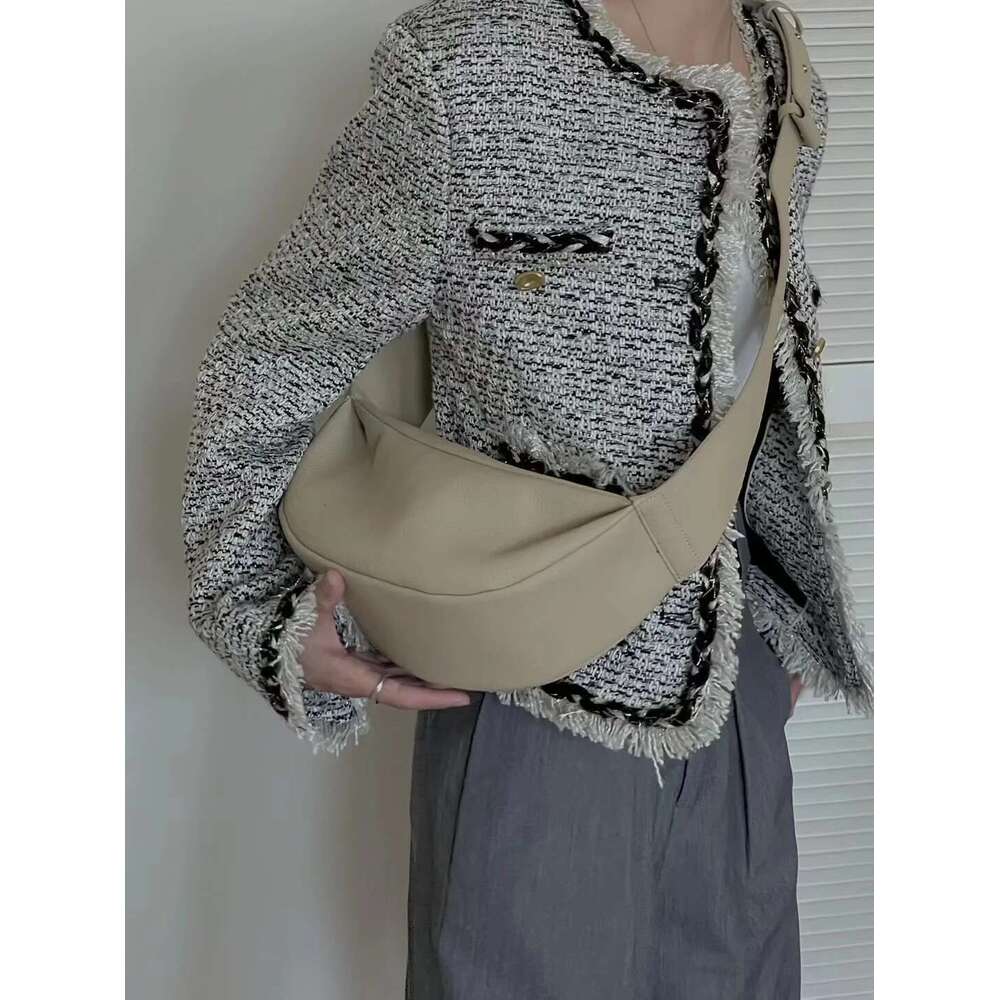Ins Chic Elegant Banana Pea Shape Leisure Dumpg Hobo 100% Real Leather Women Crossbody High-End Messenger Bag