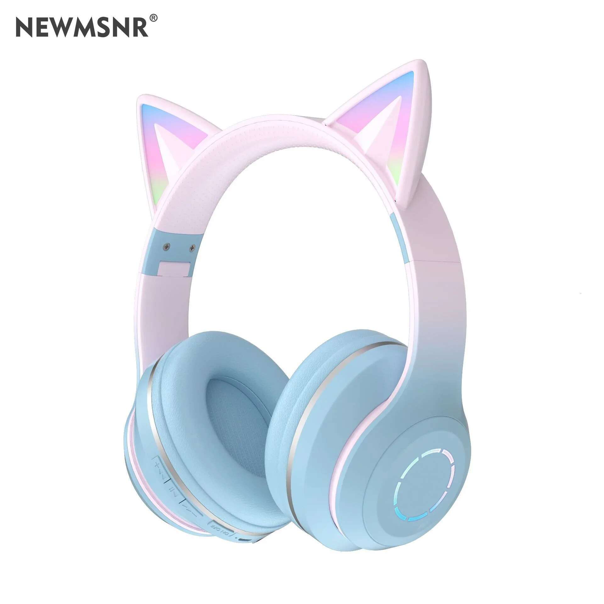 Cute Cat Light Headphones Wireless Bluetooth Earphone with HD Mic Hifi Stereo Music Gamer Headsets gifts for kids