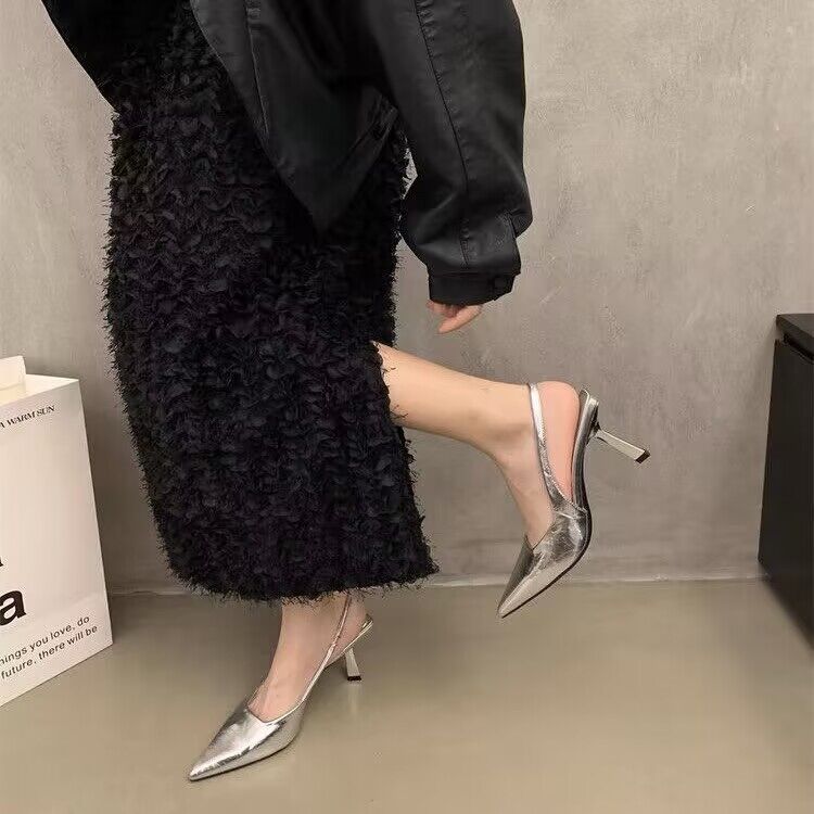 New 2025 Women fashion high-end sexy high heels leopard print retro elegant slim heel pointed sandals classic trend party banquets daily