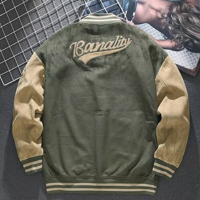 Suede Baseball Designer Jacket Jacket Men's Autumn Winter American Retro Coat Spring Autumn Loose Top Embroidered Bomber Jacket Trendy