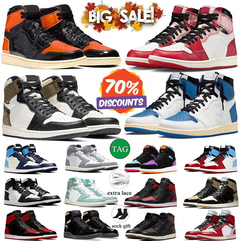 designer shoes 1 High OG Military Blue Shoes Patent Bred Found University Dark Mocha Fearless Union Chicago Balvin Black Toe Sports J Men Outdoor Sneakers Women 36-47