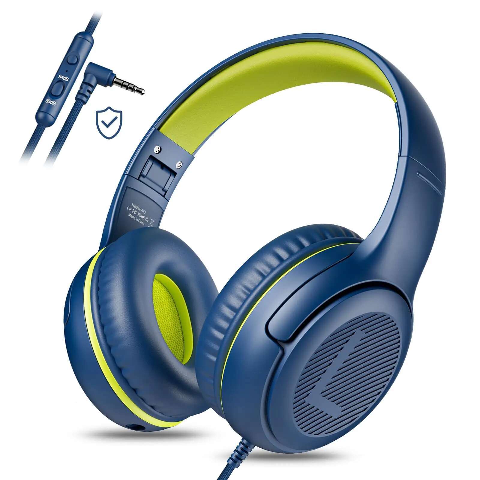 AWATRUE AT2 Headset,3.5mm Surround Stereo Gaming Headphones with Mic Soft Memory Earmuffs PC,Laptop,Kids for School Toddler