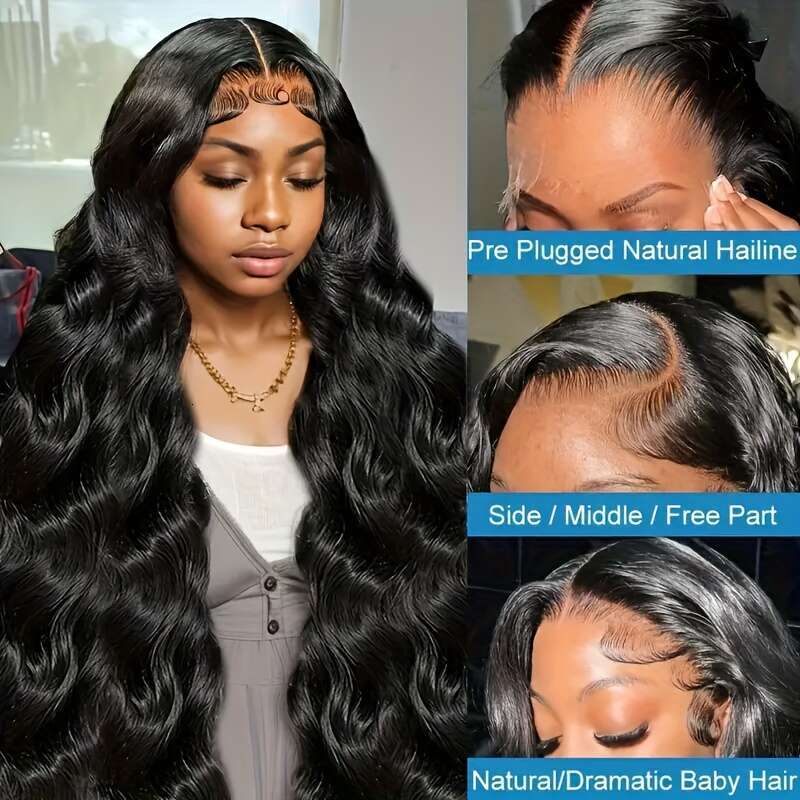 200 Body Wave Wig 13X4 Human Wigs Pre Plucked With Baby Hair 200% Density Lace Front For Women Natural Color