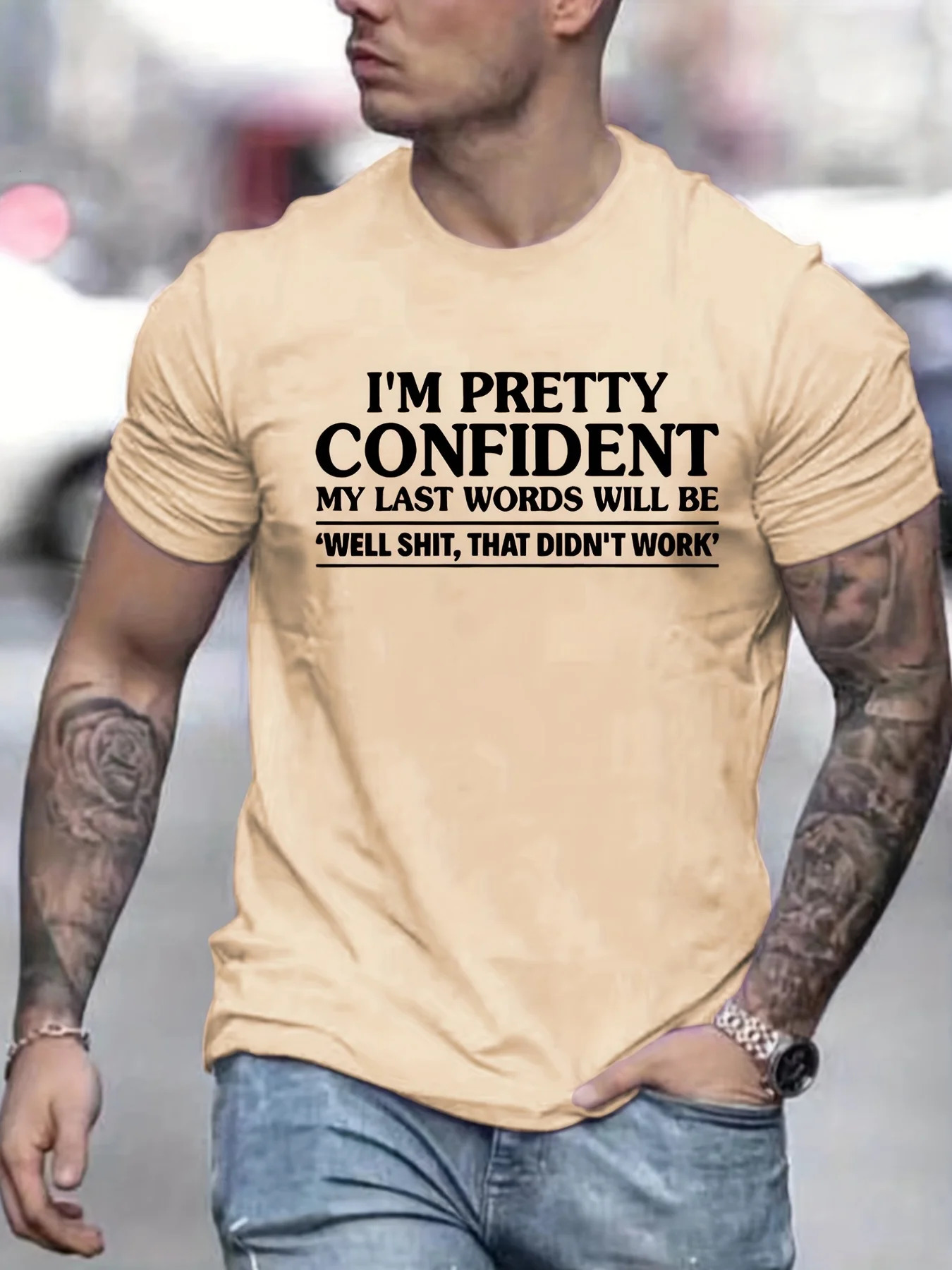 100% pure cotton mens oversized T-shirt printed mens graphic staff collar T-shirt casual and comfortable T-shirt summer mens top 250402