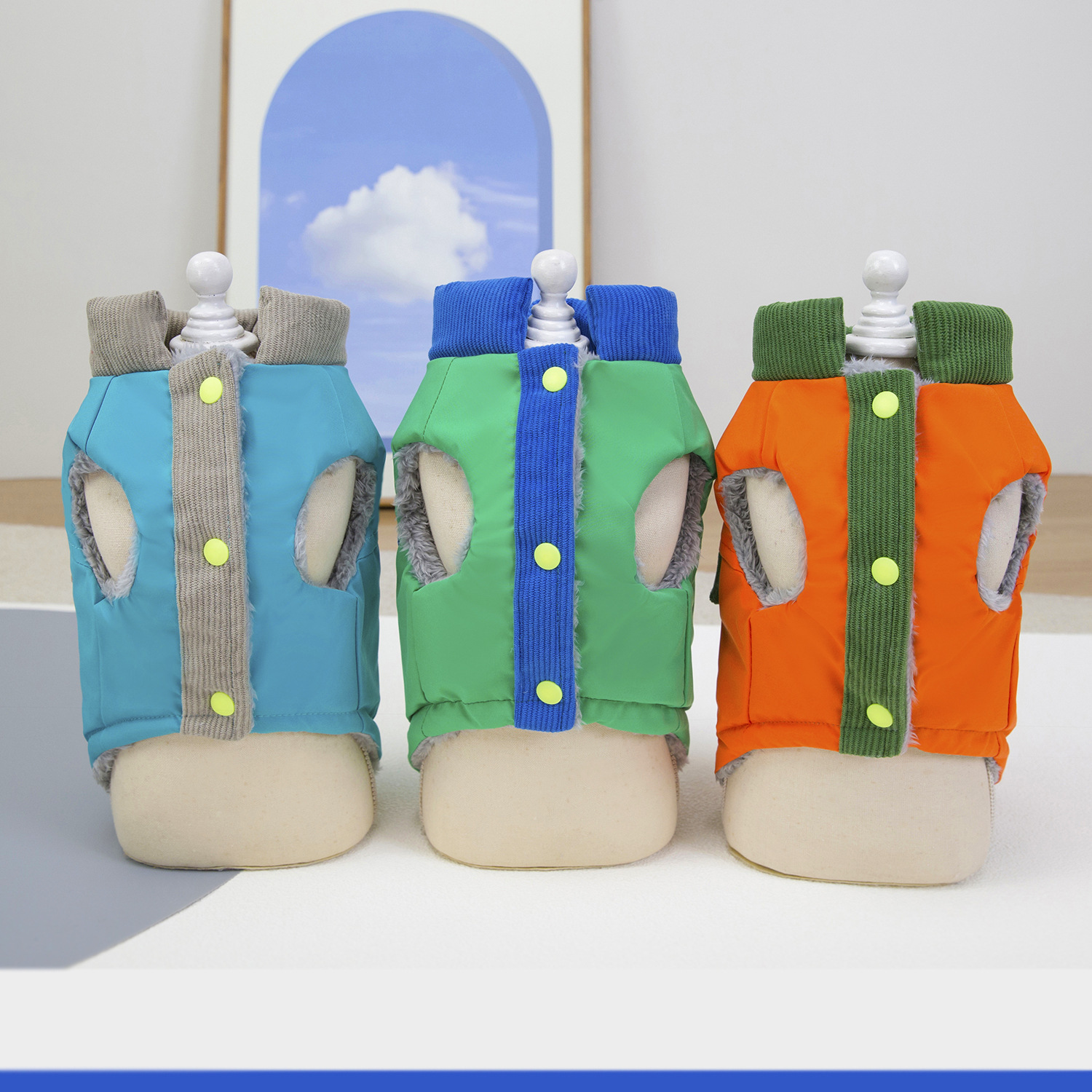 Adventure Winter Pet Vest with D-Ring & Reflective Detail, Letter-Embellished Colorful Warm Jacket for Small Dogs Like Bichon, Poodle, with Multiple C