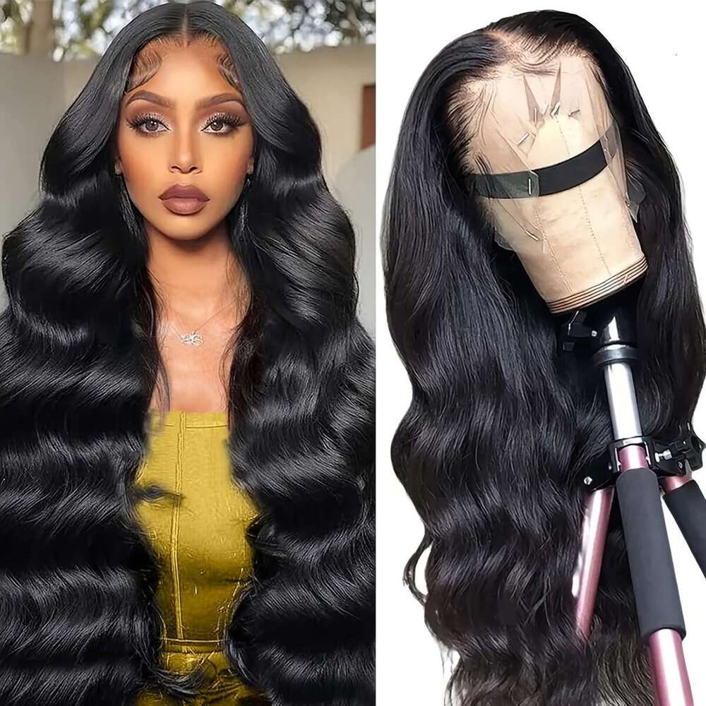 TIMOPOL 100% Untreated Wave Human Hair Natural Black Glue Free Wig 200% Density Hand Woven Gift To A Friend