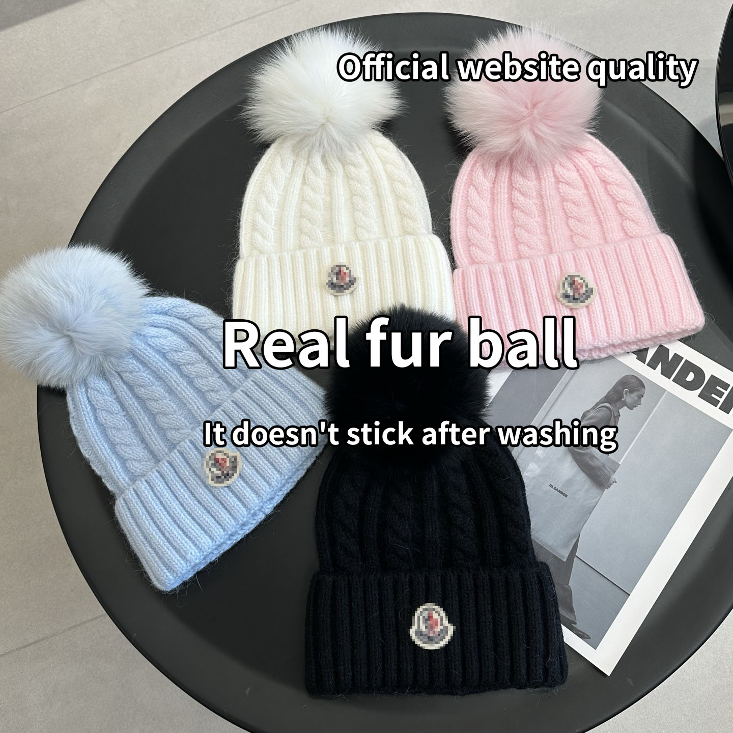 Real fur ball knitted hat And for men and women Pom Pom cap and hat 2025 autumn and winter Christmas gift warm designer cap