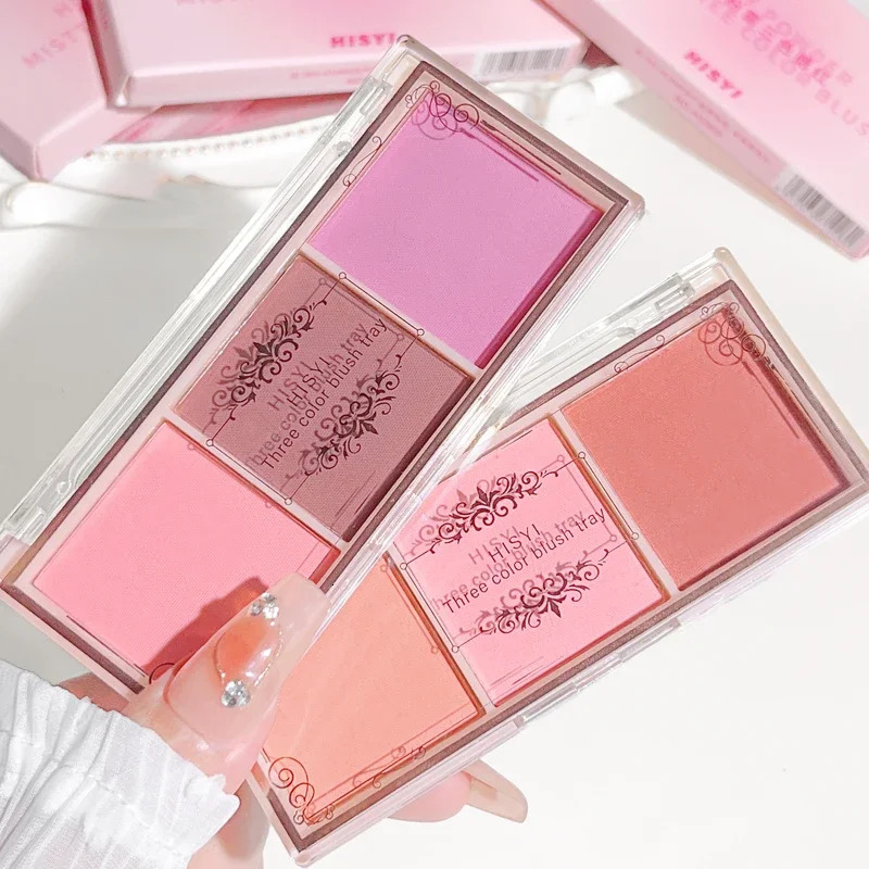 HISYI tricolor powder blusher natural color presents exquisite non flying matte dough makeup transparent and energetic girl 250325