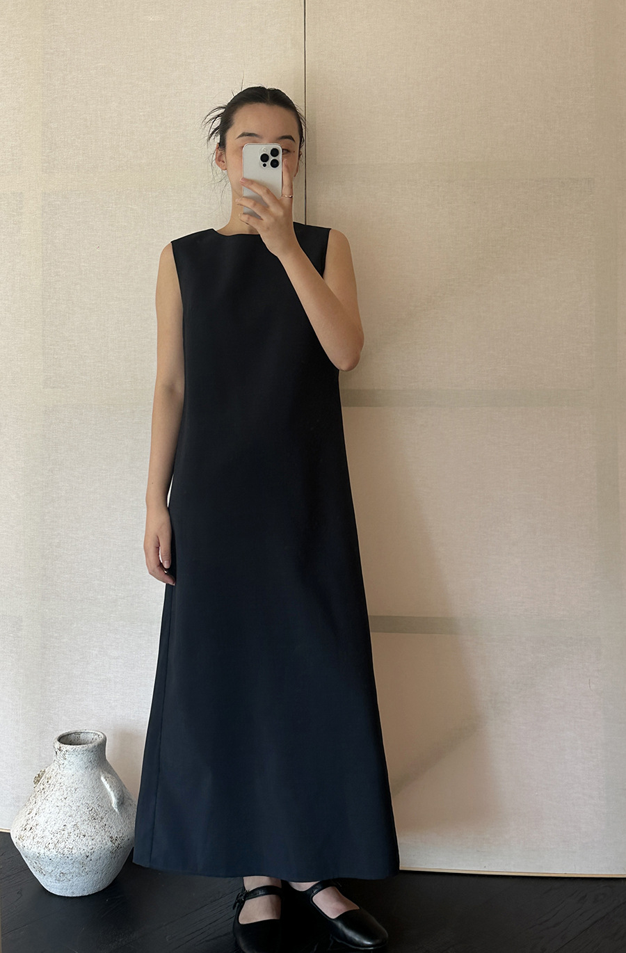 S20 Sleeveless Dress Irregular Pleated Thin Long Skirt