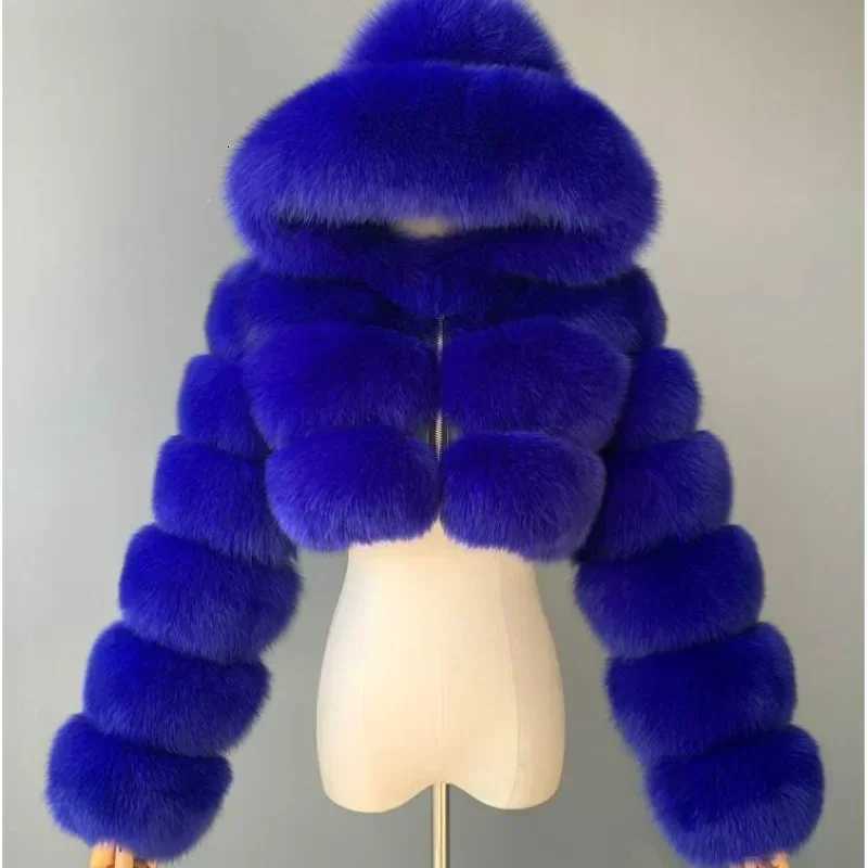 Designer woolen coat Winter Fashion Hooded Faux Fur Coats Women Warm Plus Size 8XL Furry Overcoat Female Elegant Plush Crop Jacket Mujer 2021Y251106