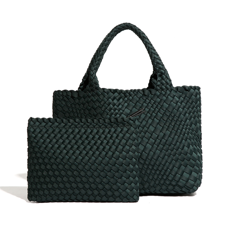 Casual Large-Capacity Hand-Woven Tote Bag - Textured Retro Style Handbag for Mother-Daughter Use Z260124