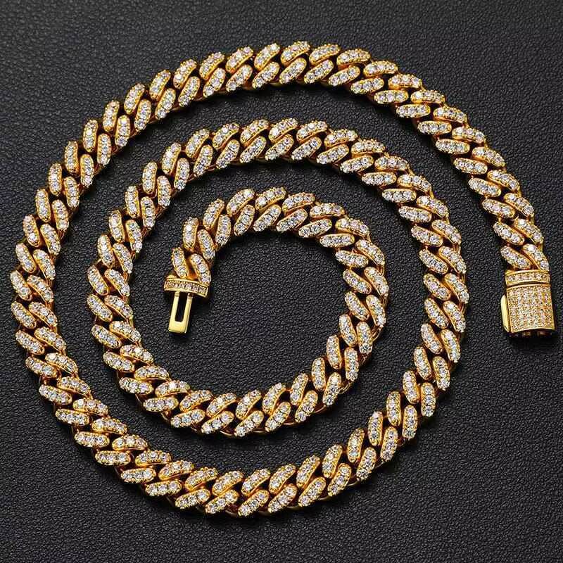 Luxury 8mm Moissanite Cuban Link Chain Iced Out Body Claw Setting Trendy Diamond Necklace Unisex Jewelry