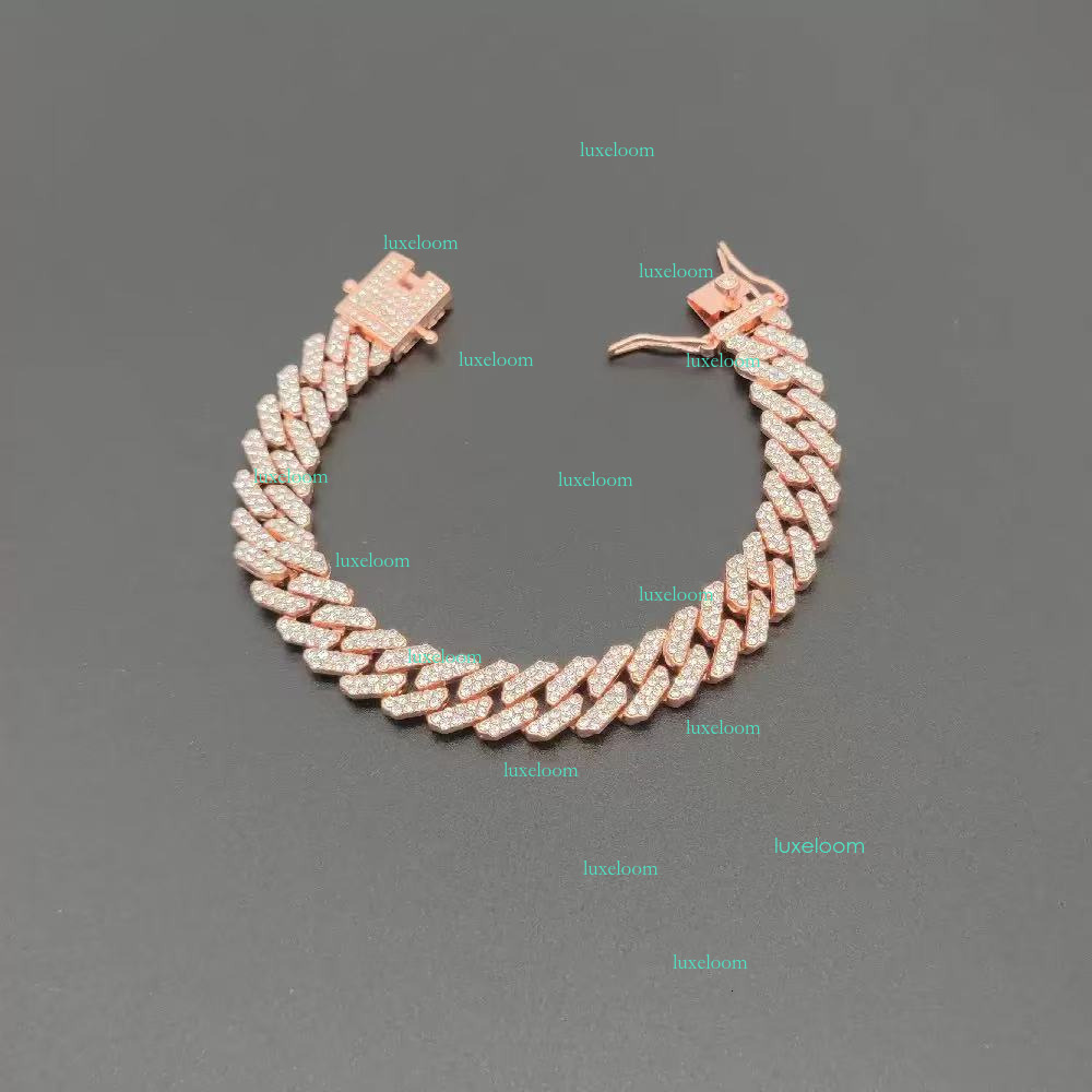 High Quality 18 MM 3 Rows VVS Moissanite Jewelry Rose Gold Plated Cuban Chain Hip-hop Necklace For Men Or Women