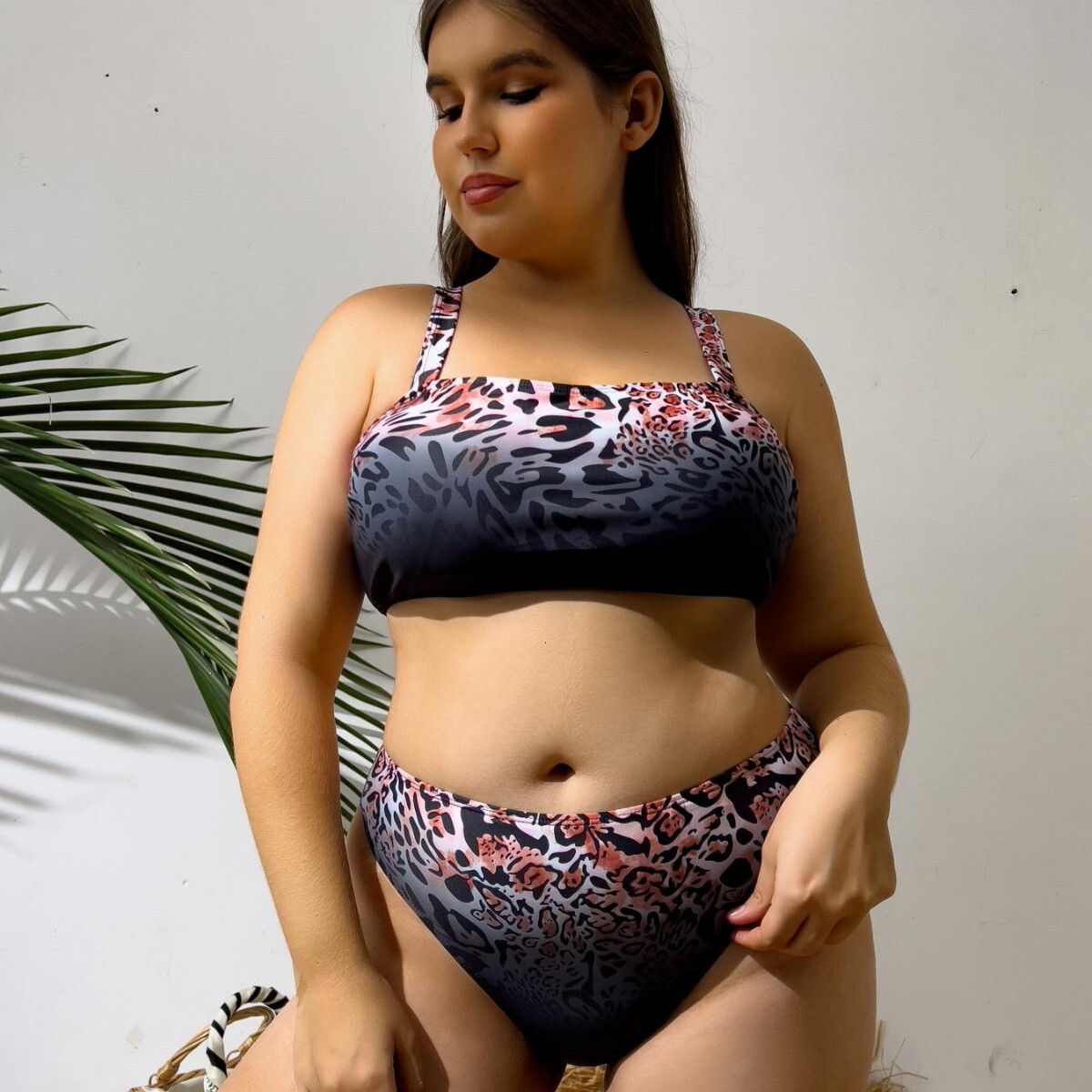 2025 new sexy plus size three piece set high waist split bikini women's swimsuit