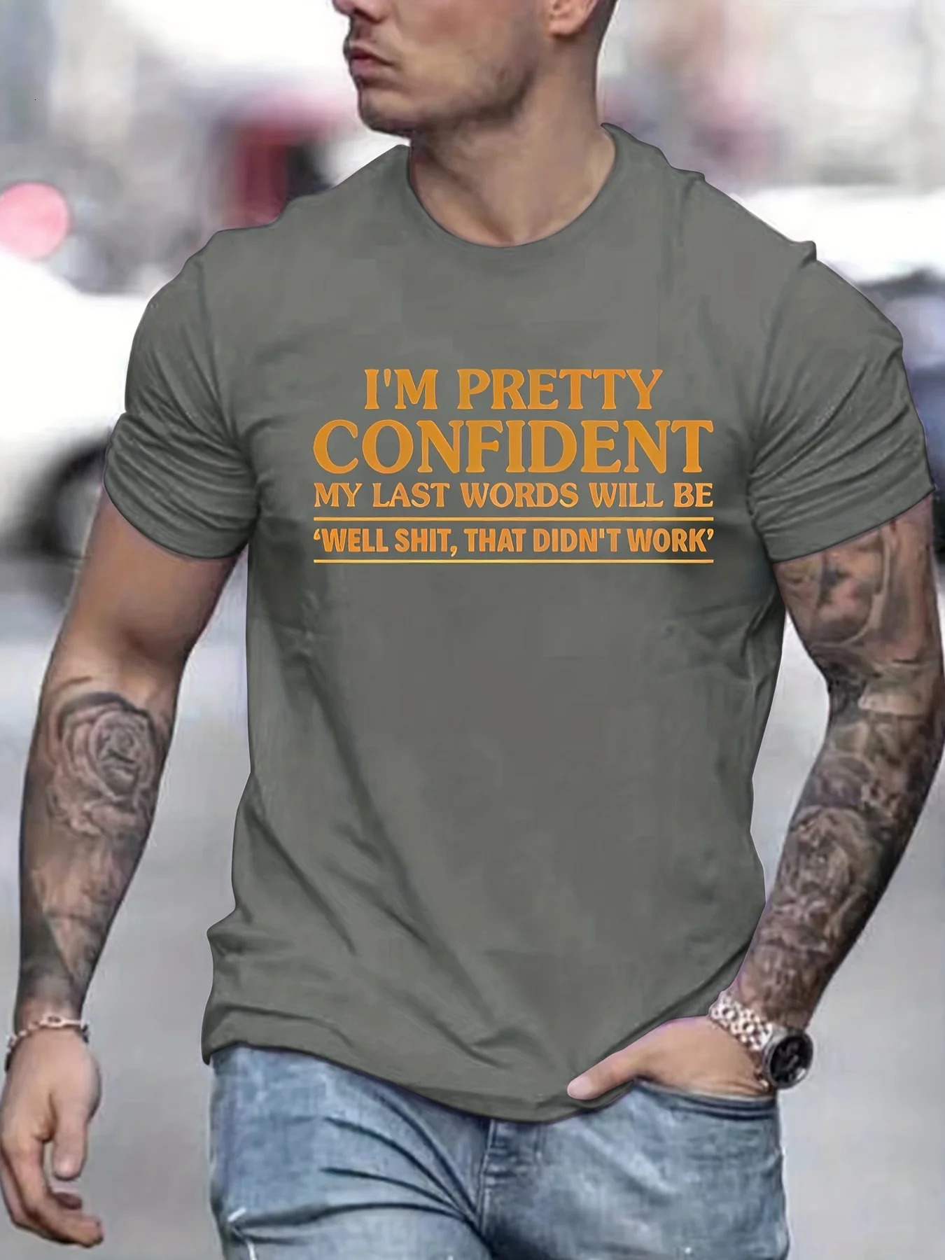 100% pure cotton mens oversized T-shirt printed mens graphic staff collar T-shirt casual and comfortable T-shirt summer mens top 250402