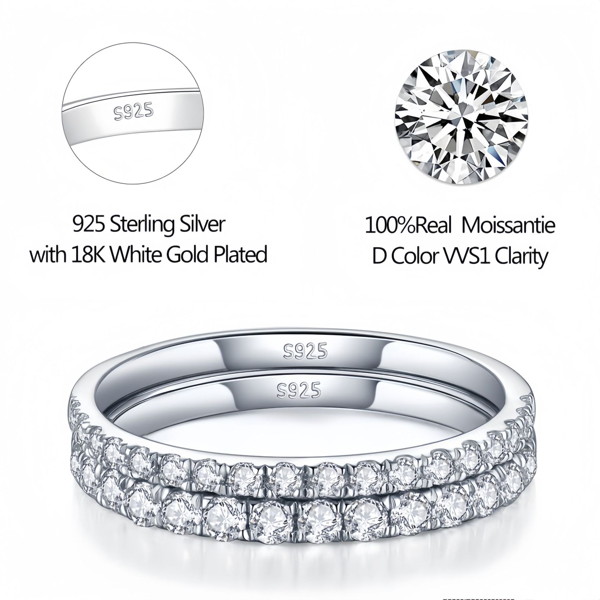 moissanite rings for women luxury rings designer for women 925 silver High end niche half diamond ring made of pure silver Simple Zircon Index Finger - view 8