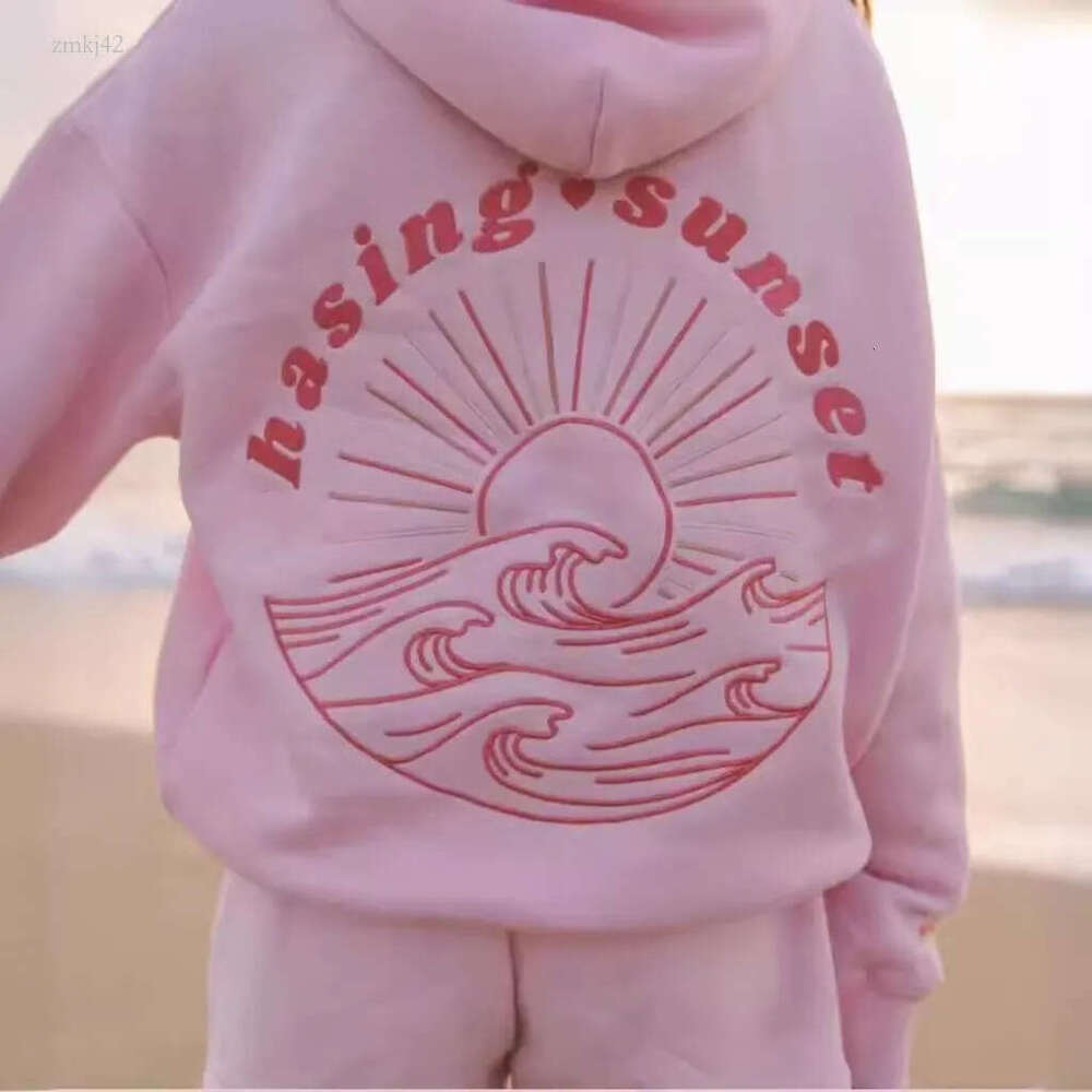 pink plam Hoodies designer women Pink Hoodie designer mens Chasing Sunsets Hoodies Y2k Loose Hooded Embroidery Sunshine streetwear Couples pink plams hoody 002